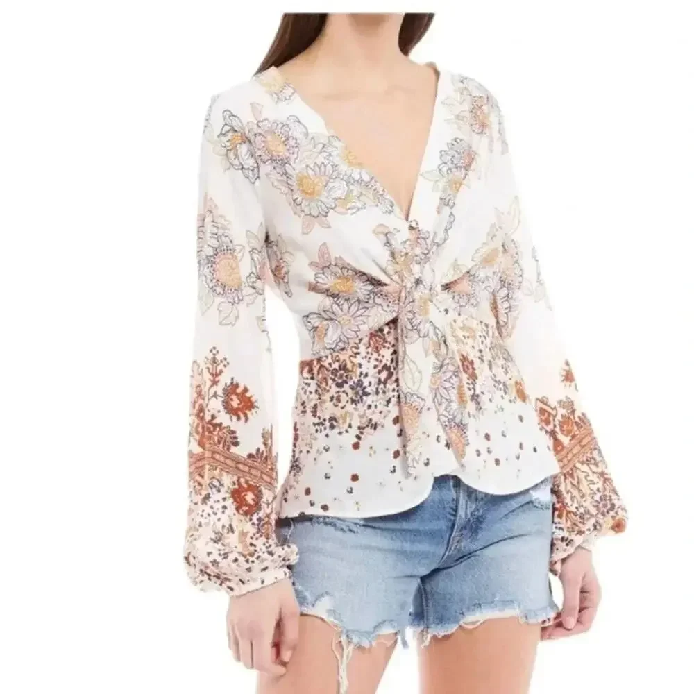 FREE PEOPLE Run Free Tunic in Ivory Size S